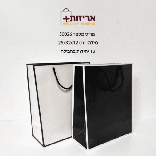 שקית קרטון בינונית חלקה + קנט - 12 יח בחבילה