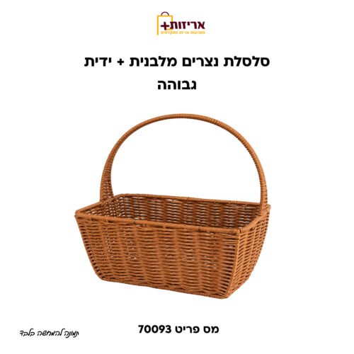 סלסלת נצרים מלבנית + ידית גבוהה