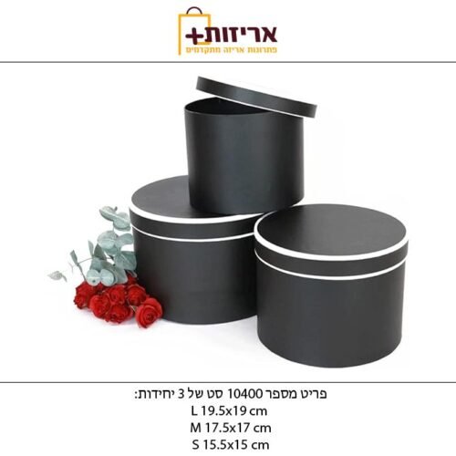 קופסת שלישייה עגול חדש מכסה קנט - שחור