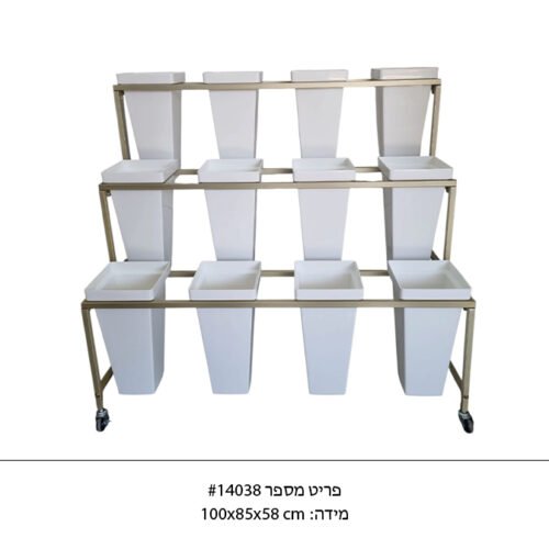 סטנד ברזל לפרחים + דליי פלסטיק לבנים