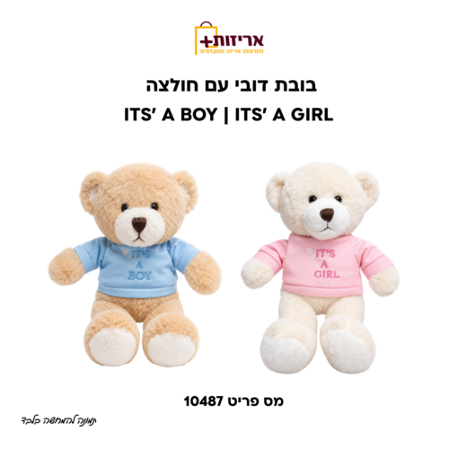 דובי עם חולצה כחולה/ ורודה להולדת הבן / הבת